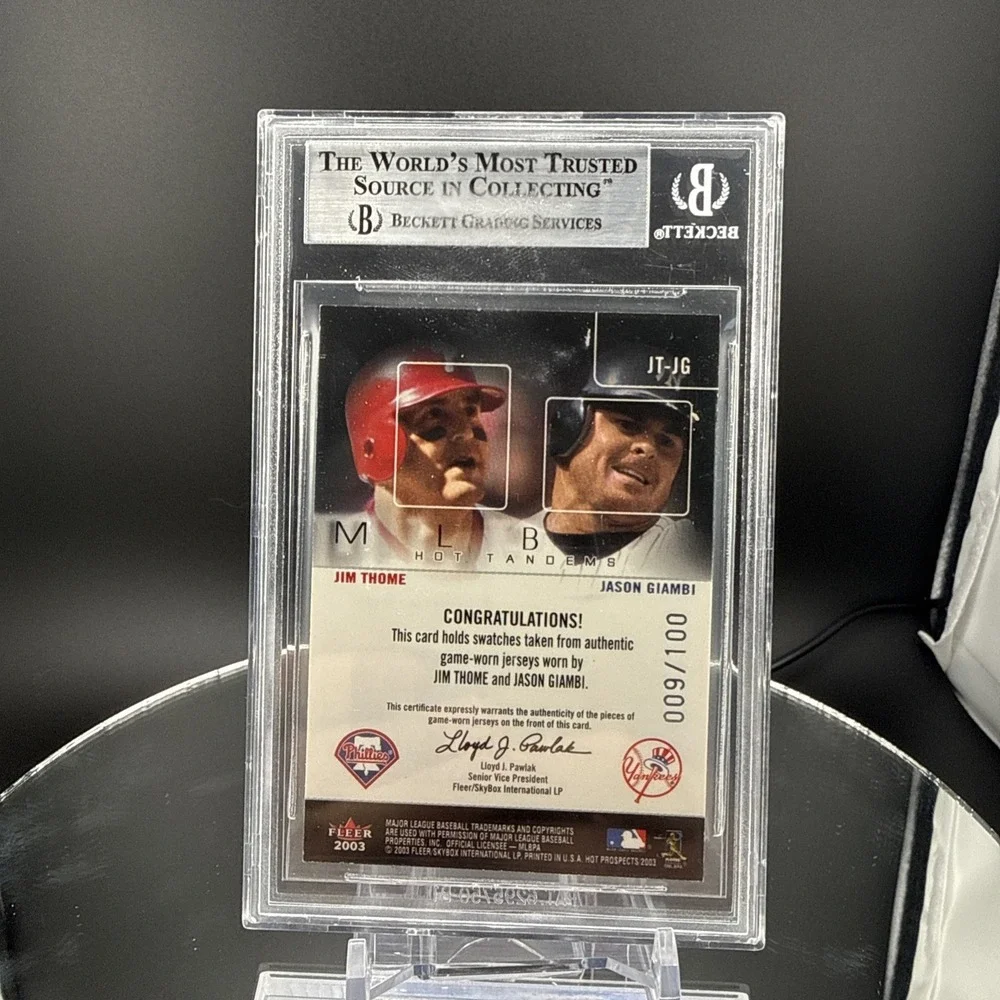 2003‎ Fleer Hot Prospects Hot Tandems Patch /100 Jim Thome and Jason Giambi